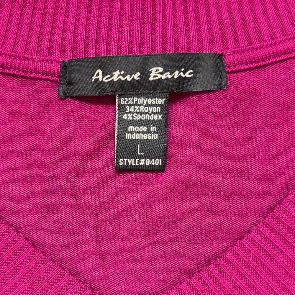 Active Basic Fuchsia V-Neck Sweater - Picture 2 of 3